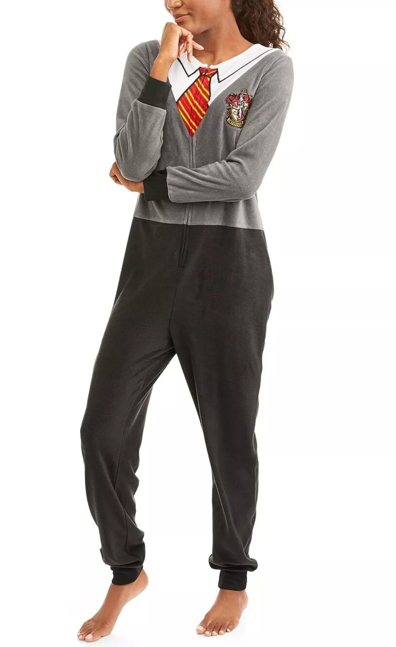 Harry Potter Gryffindor Union Suit Onesie Pajamas Adult Halloween Costume Zip Up